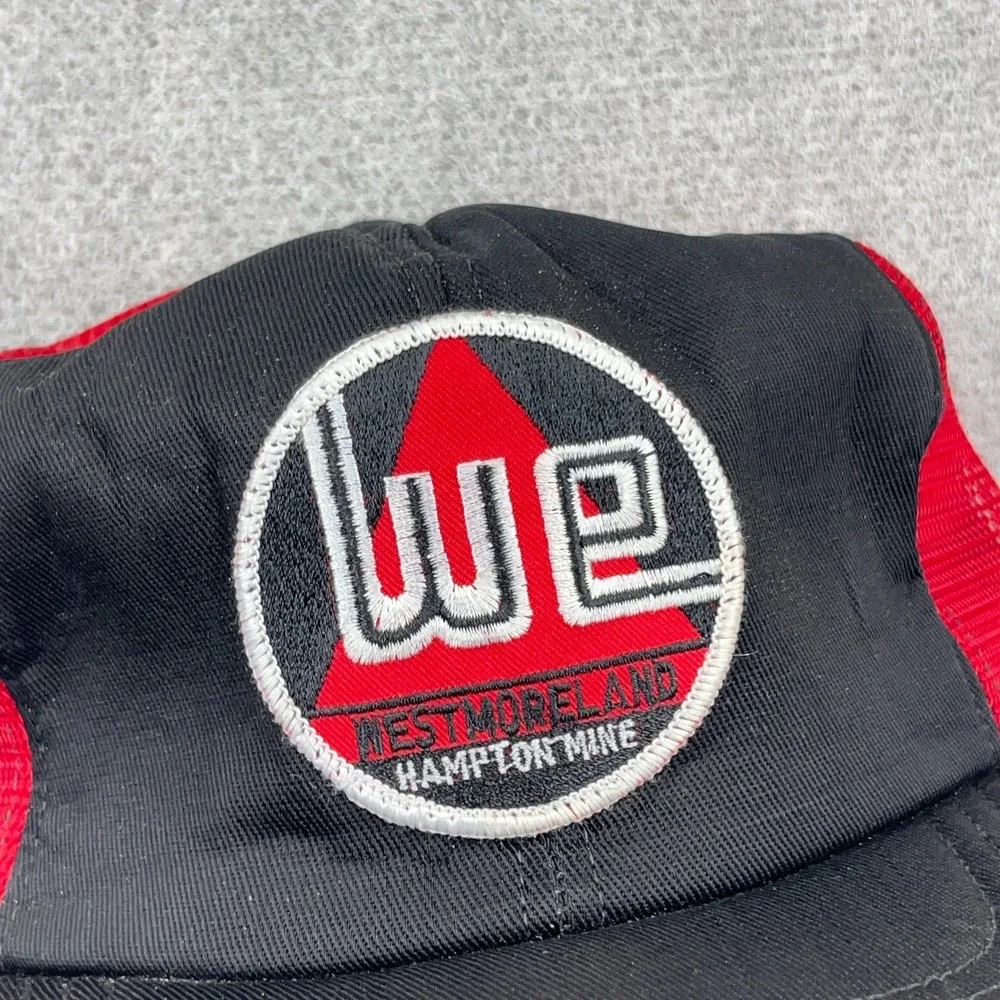 Vintage Westmoreland Coal Mine Trucker Hat Cap  Red Black 80s USA Patch Hampton